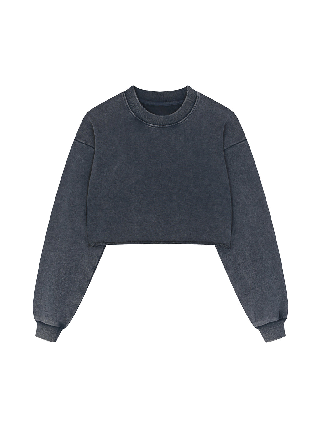 Snow Washed Raw Edge Cropped Sweatshirt